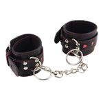 Toynary SM16 Heart Patterned Leather Handcuffs - Black