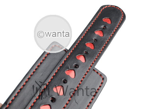 Wanta.co.uk - Toynary SM16 Heart Patterned Leather Handcuffs Black