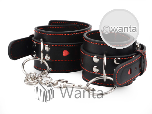 Wanta.co.uk - Toynary SM17 Heart Patterned Leather Ankle Cuffs Black